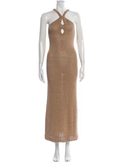 Pre-owned Significant Other Halterneck Long Dress In Neutral