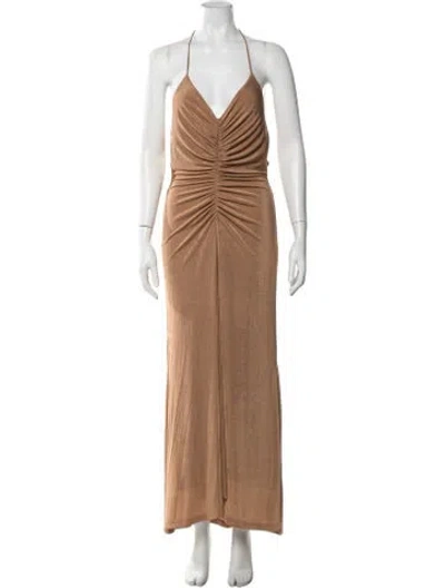 Pre-owned Significant Other Halterneck Long Dress In Neutrals
