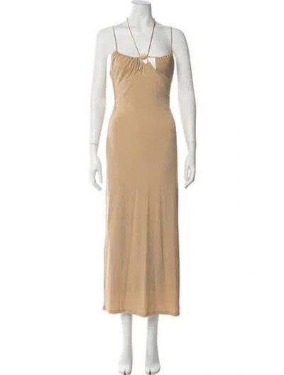 Pre-owned Significant Other Halterneck Long Dress In Neutrals