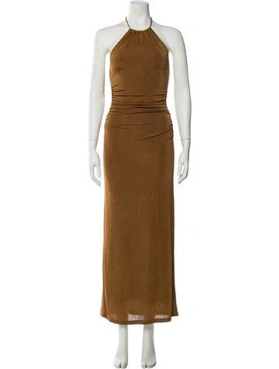 Pre-owned Significant Other Halterneck Long Dress W/ Tags In Brown