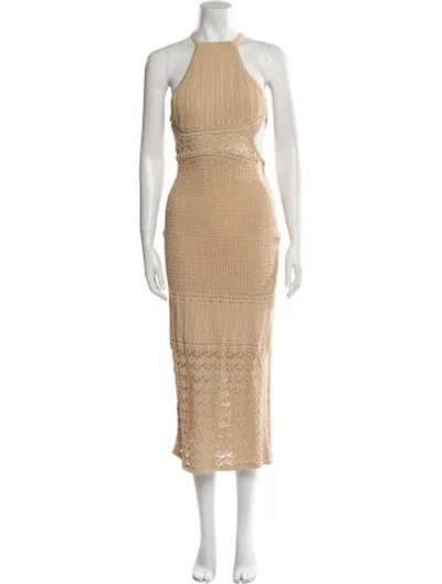 Pre-owned Significant Other Halterneck Long Dress W/ Tags In Neutral