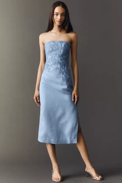 Significant Other Idette Petite Linen Blend Dress In Blue