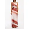 Significant Other Kahlo Stripe Satin Gown In Brown