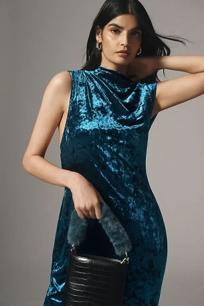 Significant Other Kaja Stretch Velvet Maxi Dress In Blue