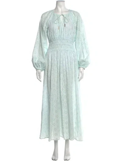 Pre-owned Significant Other Lace Pattern Long Dress In Blue/green