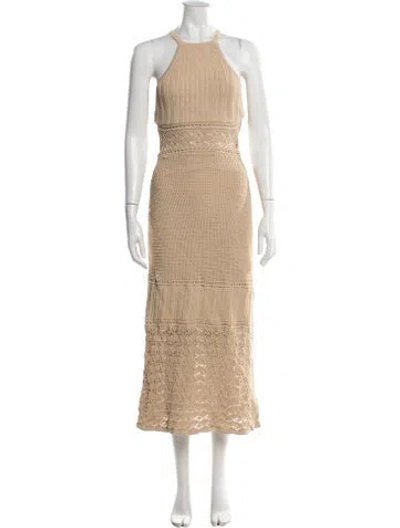 Pre-owned Significant Other Lace Pattern Long Dress In Neutral