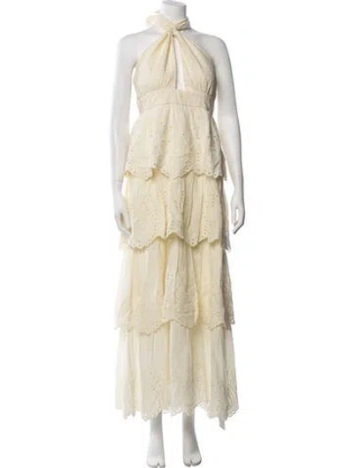 Pre-owned Significant Other Lace Pattern Long Dress In Yellow