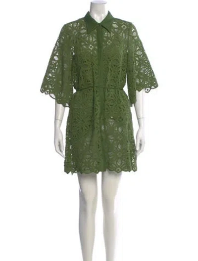 Pre-owned Significant Other Lace Pattern Mini Dress In Green