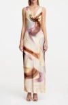Significant Other Lacey Abstract Print Satin Maxi Dress