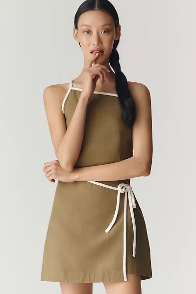 Significant Other Laika Tie-front Mini Dress In Green