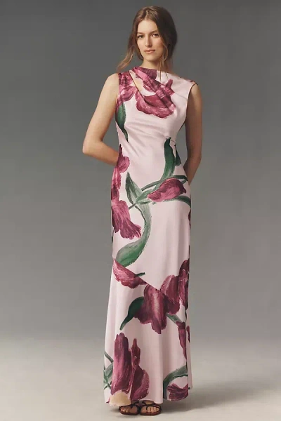 Significant Other Lana Printed Back-tie Maxi Dress In Pink