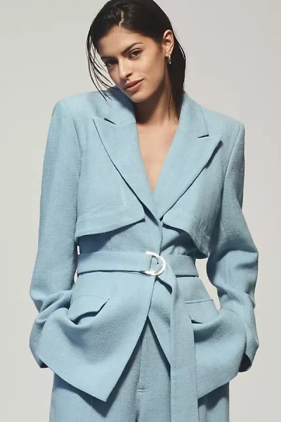 Significant Other Lilah Linen Blend Blazer Jacket In Blue