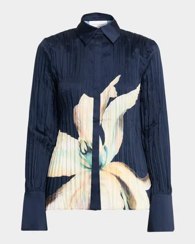Significant Other Lilian Floral Pleated Satin Shirt