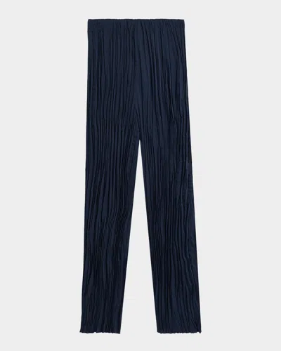 Significant Other Lilian Pleated Wide-leg Satin Pants In Blue