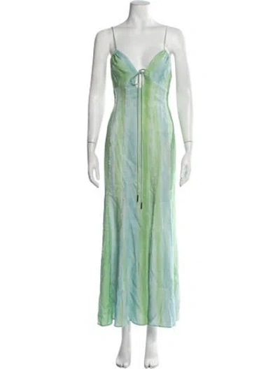 Pre-owned Significant Other Linen Long Dress In Green