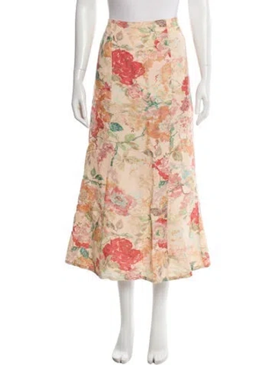 Pre-owned Significant Other Linen Midi Length Skirt In Orange