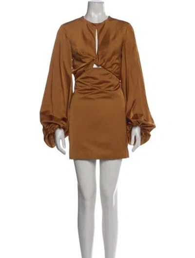 Pre-owned Significant Other Linen Mini Dress In Brown
