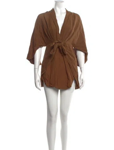 Pre-owned Significant Other Linen Mini Dress In Brown