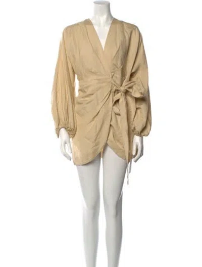Pre-owned Significant Other Linen Mini Dress In Neutral