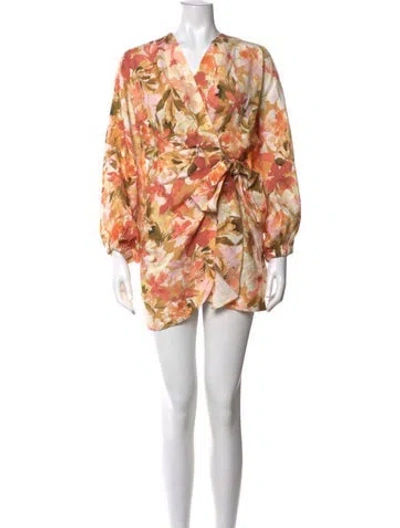 Pre-owned Significant Other Linen Mini Dress In Orange