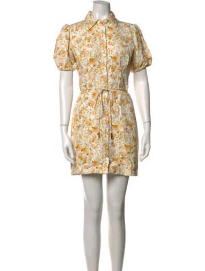 Pre-owned Significant Other Linen Mini Dress In Yellow