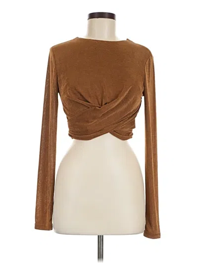 Pre-owned Significant Other Long Sleeve Top Brown Cowl Neck Tops