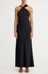 Significant Other Lucile Draped Sleeveless Gown In Black