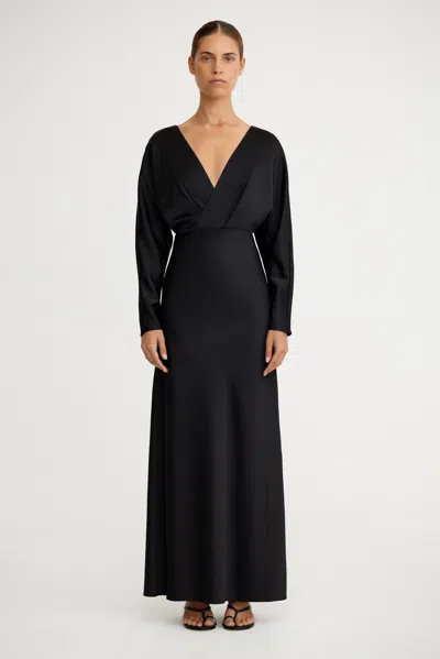 Significant Other Lucille Long Sleeve Maxi Dress In Black In Blue