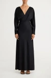 Significant Other Lucille Long Sleeve Maxi Dress In Black In Blue