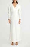 Significant Other Lucile Long Sleeve Satin Gown In Bone