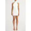 Significant Other Lucile Scarf Detail Halter Neck Satin Cocktail Minidress In Bone
