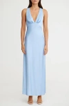 Significant Other Lucile Sleeveless Satin Maxi Dress In Ice Blue