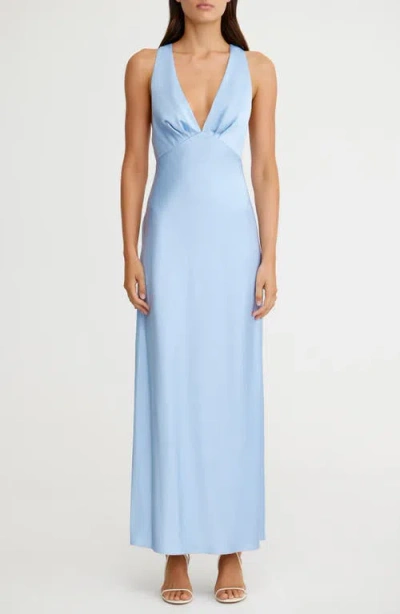 Significant Other Lucile Sleeveless Satin Maxi Dress In Ice Blue