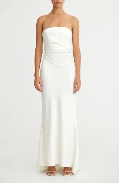 Significant Other Lucile Strapless Satin Gown With Train In Bone