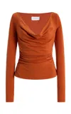 Significant Other Luisa Draped Jersey Top In Orange