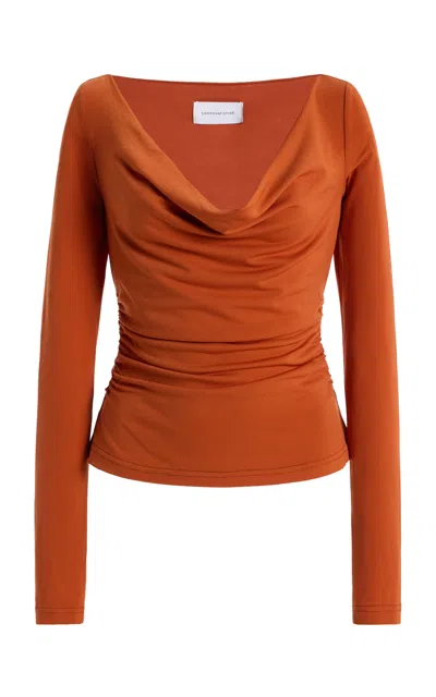 Significant Other Luisa Draped Jersey Top In Orange