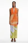 Significant Other Lulu Cotton Halter Maxi Dress In Orange