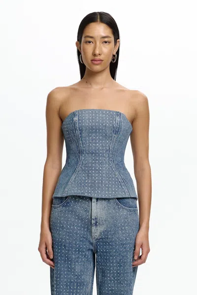 Significant Other Mirha Strapless Top In Blue