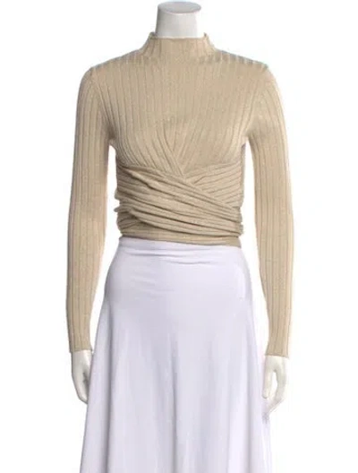 Pre-owned Significant Other Mock Neck Long Sleeve Crop Top In Neutral