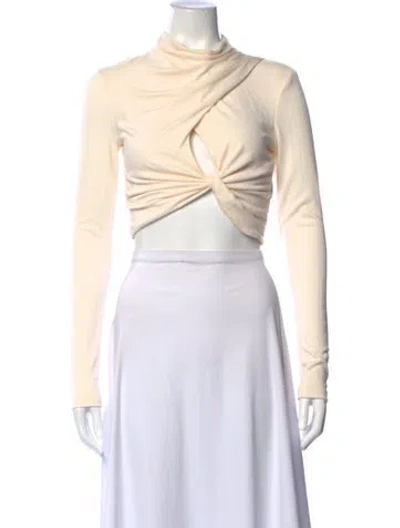 Pre-owned Significant Other Mock Neck Long Sleeve Crop Top In Neutrals