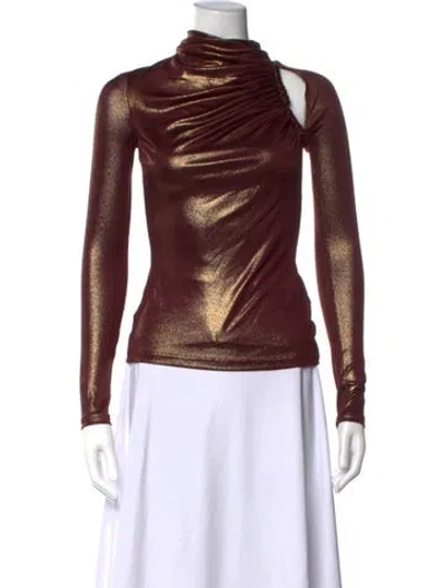 Pre-owned Significant Other Mock Neck Long Sleeve Top In Burgundy