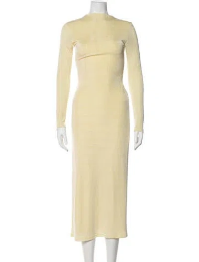 Pre-owned Significant Other Mock Neck Midi Length Dress In Yellow