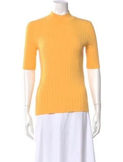 Pre-owned Significant Other Mock Neck Short Sleeve Top In Yellow