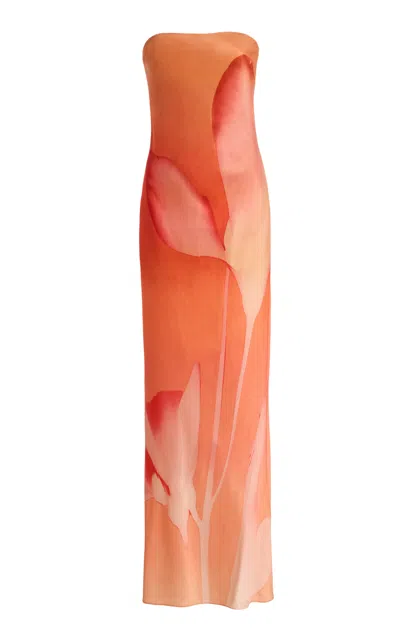 Significant Other Mora Strapless Crepe Maxi Dress In Orange
