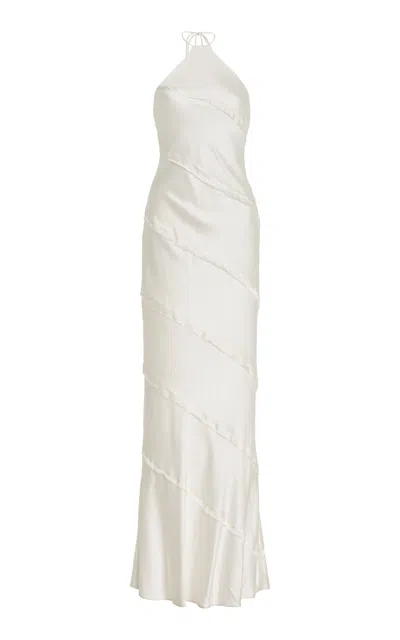 Significant Other Murphy Paneled Crepe Halter Maxi Dress In Ivory