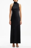 Significant Other Nadia One-shoulder Satin Cocktail Dress In Black