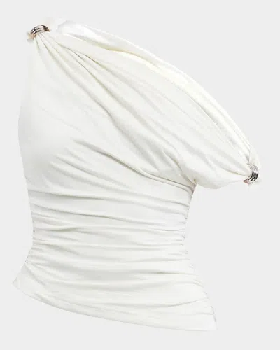 Significant Other Nala Draped One-shoulder Top In Chalk
