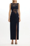 Significant Other Nida Sleeveless Stretch Lace Gown In Black