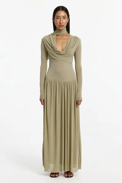 Significant Other Nirvana Long Sleeve Maxi Dress In Green