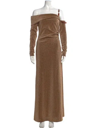 Pre-owned Significant Other Off-the-shoulder Long Dress In Brown